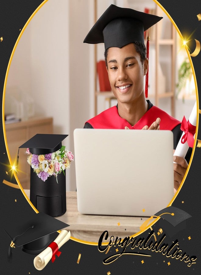 Weekgrat 2 Pack Graduation Cap Candy Box Graduation Cap Flower Gift Boxes, 6.9 x 6.4 in Empty Container for Grad Ceremony Party Activities Celebrations(Black,Round) - Image 2